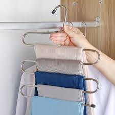 Space Saving - Non Slip Stainless Steel Multifunctional Pants Rack, Clothes Closet Storage Organizer for Pants Jeans Trousers Scarf Hanger