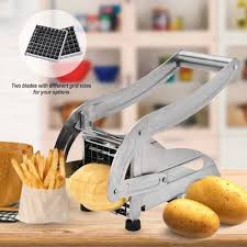 Stainless Steel French Fries Machine with 2 Blades Potato Chips Strip Cutting Cutter Maker Salad Vegetable & Potato Chipper