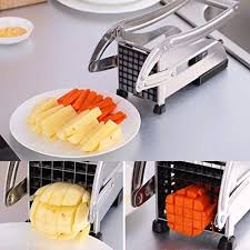 Stainless Steel French Fries Machine with 2 Blades Potato Chips Strip Cutting Cutter Maker Salad Vegetable & Potato Chipper