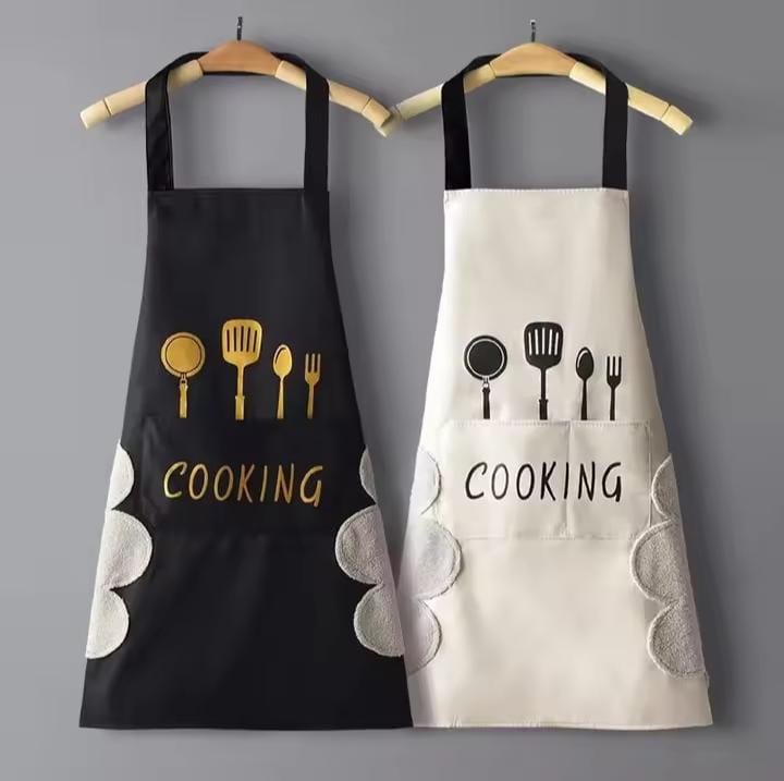 Cartoon Kitchen Apron with Pocket Oil-proof Waterproof Apron Hand wipe apron Household Cooking Tools Kitchen Cooking Accessories