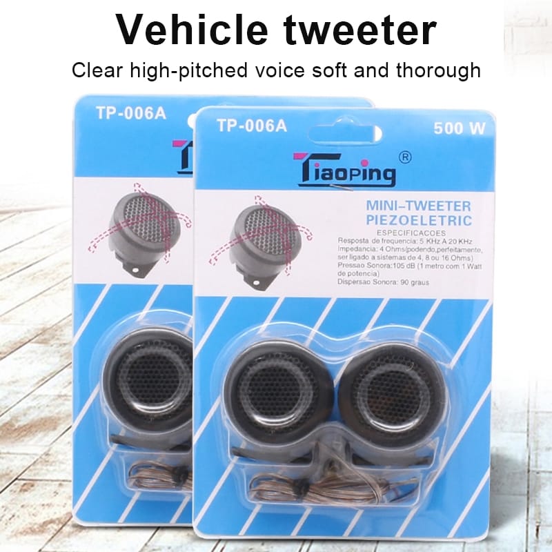 Tiaoping 2pcs Mini-Tweeters Piezoelectric Car 500W Mini Dome Tweeter High Efficiency Modified Horn Audio Head Speaker For All Car Audio System