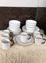Dinner Set. 24 Pcs Japanese Dinner Set HAS 6 pcs Quality Tea Cups, 6 pcs Quality Bowls, 6 pcs Quality 8"side plates And 6 pcs Quality 10" Big plates On Offer Dont Be Left Out