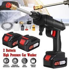 Portable Cordless High Pressure Car gun Spray Car Washing machine Gun High Pressure Car Washing Jet Spray Electric Cordless Pressure Washer for Washing Car House Garden with 2 lithium Batteries