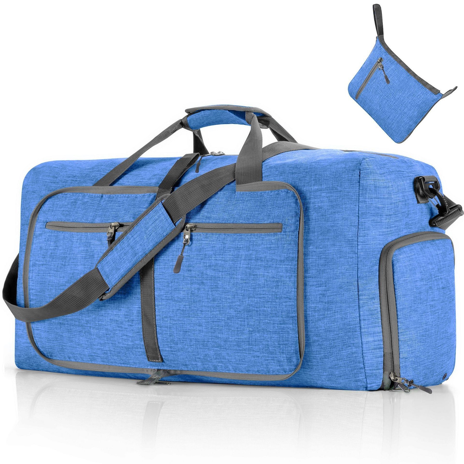 Lightweight traveling bag Foldable Sports Luggage Waterproof Duffel Bag 65L large capacity Women Men Adjustable Strap Shoe Compartment Travel Bags Gym Bag