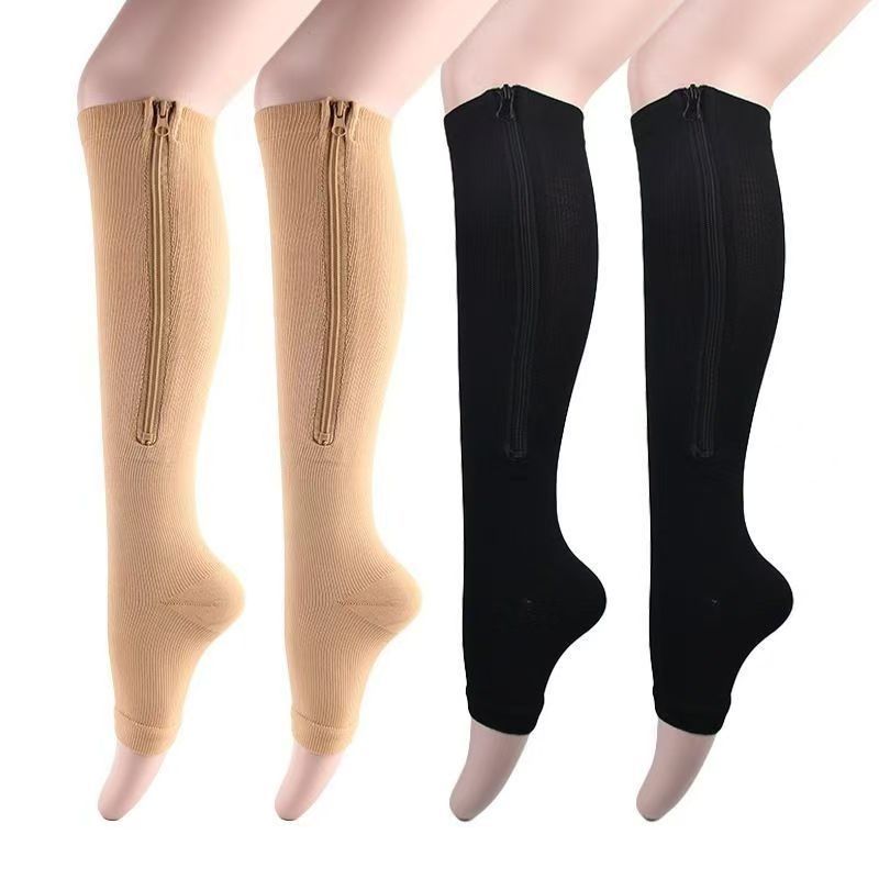 New Zipper Compression Sport Socks Varicose Vein compressive Knee High Long Socks Compression Stockings