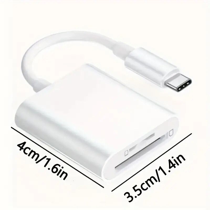 Type-C To SD Card Reader 2 In 1 Double Slot Type-C To SD/TF Card Camera Memory Card Reader Adapter For Android Phone/Tablet, Fast Transfer Photo Video