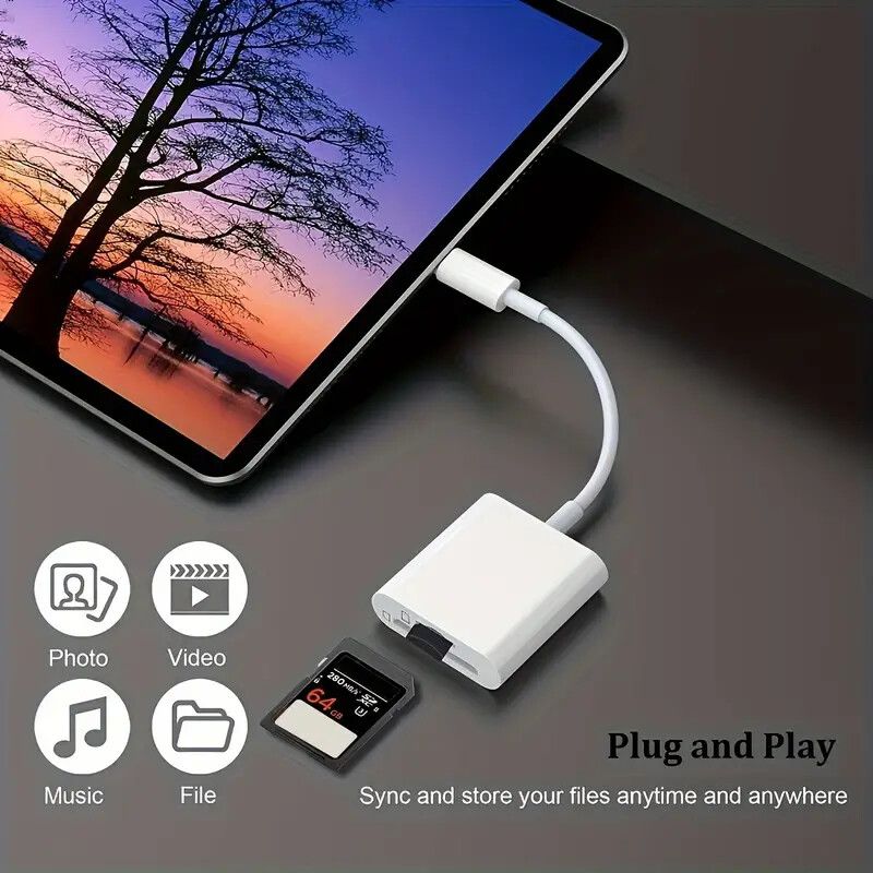 Type-C To SD Card Reader 2 In 1 Double Slot Type-C To SD/TF Card Camera Memory Card Reader Adapter For Android Phone/Tablet, Fast Transfer Photo Video
