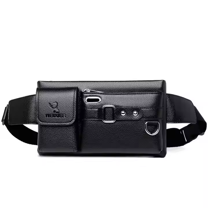 New outdoor men's PU multifunctional waist bag messenger bag waterproof casual Crossbody bag