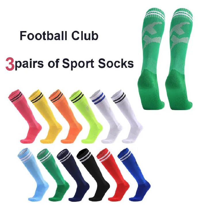 3 pairs Long Knee High Athletic Sports socks Anti Slip men sports football socks Knee Socks New Soccer Socks Compression Outdoor Sports Gym socks