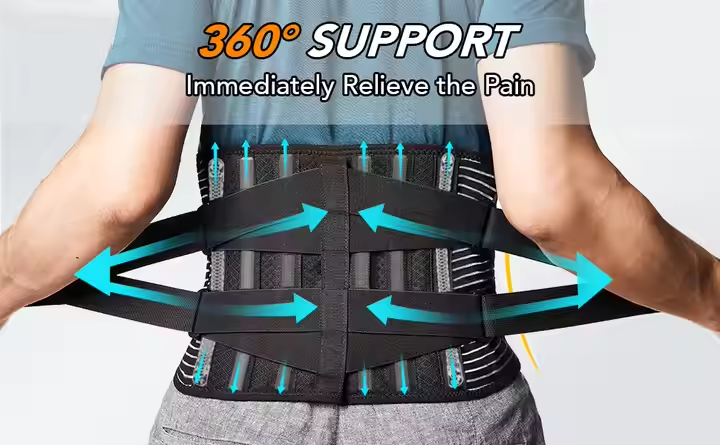 Lower Back Pain Relief with 6 Stays Breathable Waist Orthopedic Corset Spine Decompression Double Pull Back Lumbar Support Belt Back Braces Back Support Belt