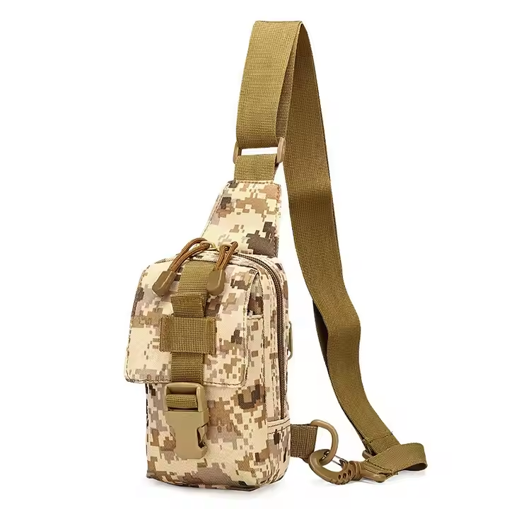 Molle Camouflage Sling Bag Day Pack Nylon Single Shoulder Chest Bag Pack Camping Hiking Backpack Climbing Bag