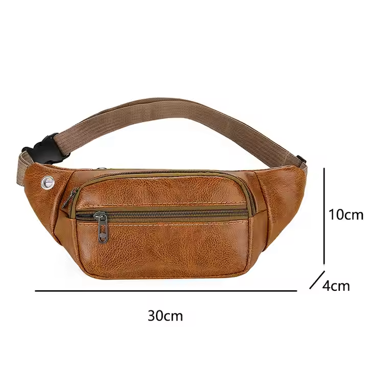 PU Leather Utility Waterproof Phone Fanny Pack Men's cross-body sling bag Antique Waist Bag
