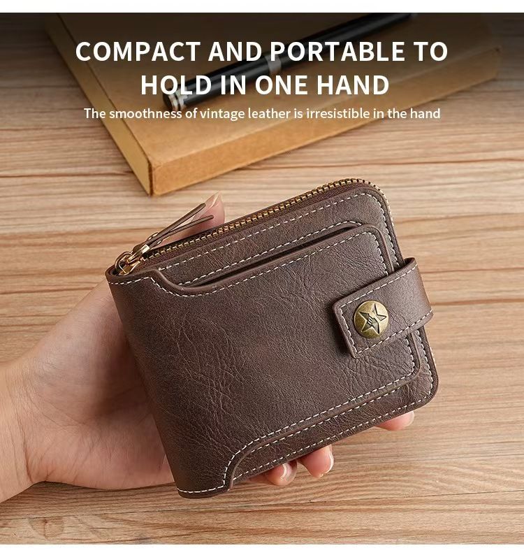Vintage Business Wallet Man Short Purse Money Clip Credit Card Wallet Men