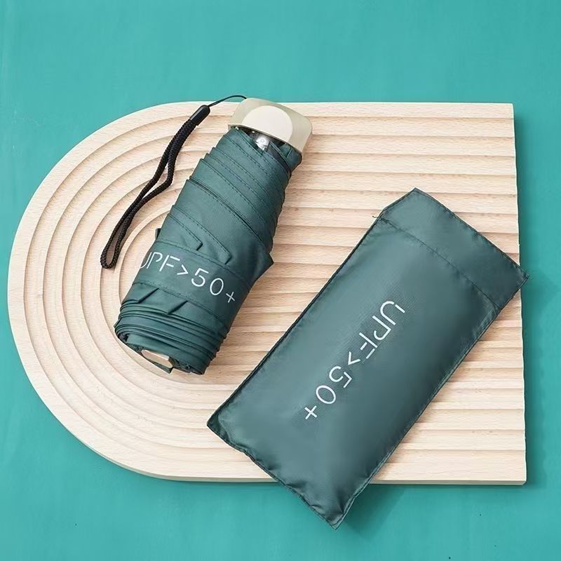 Ultra Light UPF50+ Flat 5-Folding UV Sun Umbrella Small Black Coated Travel Umbrella portable pocket umbrella