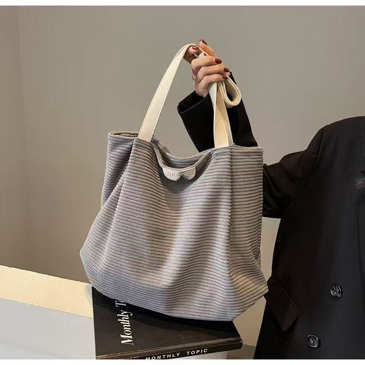 Women's Stylish Casual Commuting Tote Bag Popular Corduroy Large-Capacity Premium Shoulder Bag