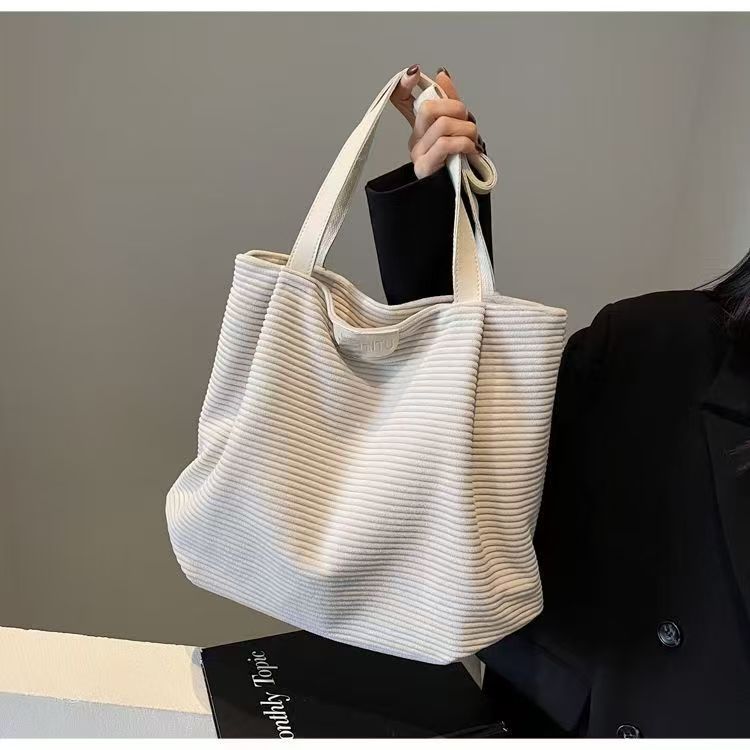 Women's Stylish Casual Commuting Tote Bag Popular Corduroy Large-Capacity Premium Shoulder Bag