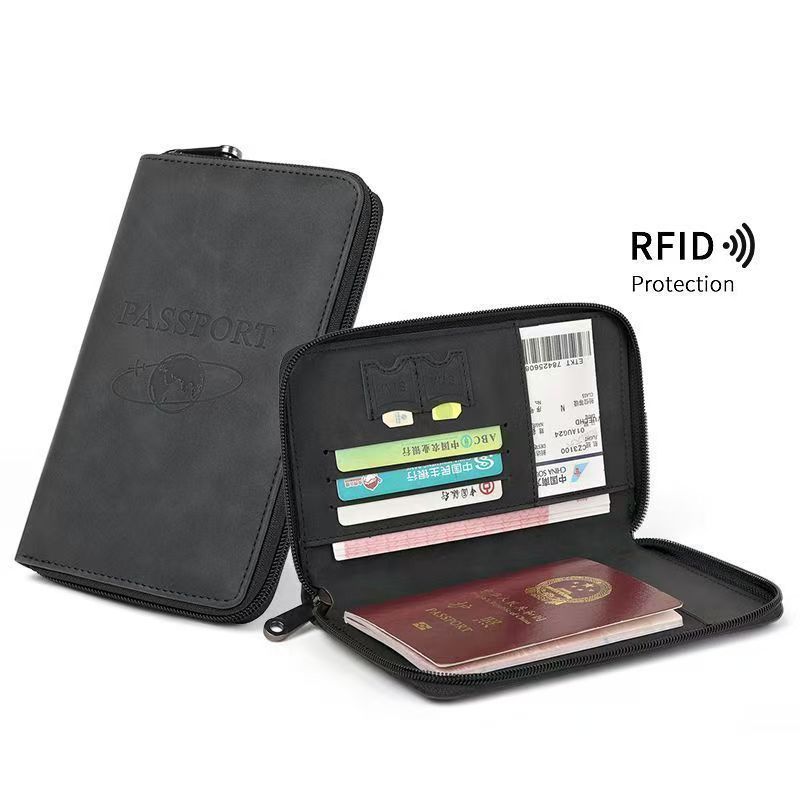 High End PU Leather RFID blocking Passport Holders Multifunctional travel wallet card holder Business Ticket holder phone passport bag
