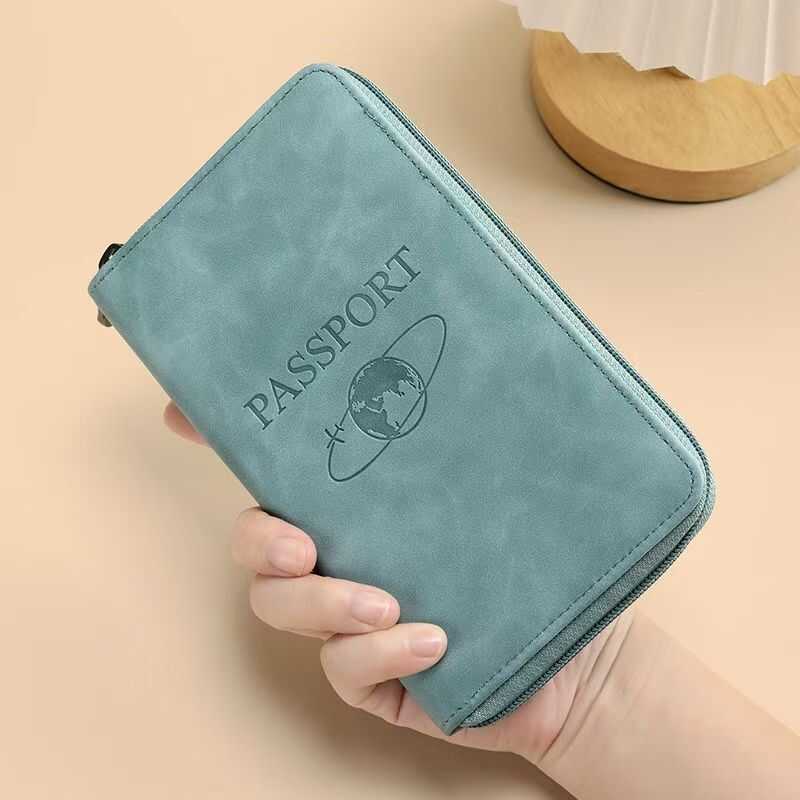 High End PU Leather RFID blocking Passport Holders Multifunctional travel wallet card holder Business Ticket holder phone passport bag