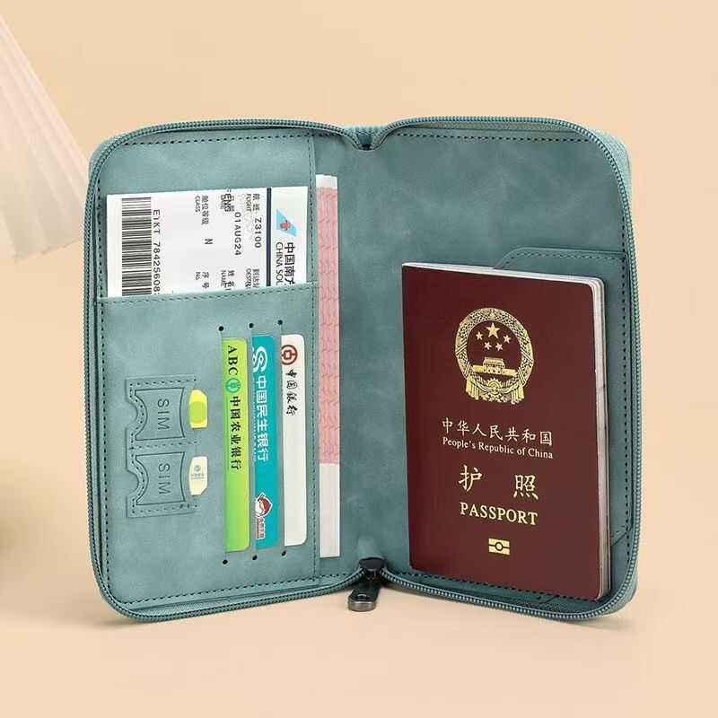 High End PU Leather RFID blocking Passport Holders Multifunctional travel wallet card holder Business Ticket holder phone passport bag