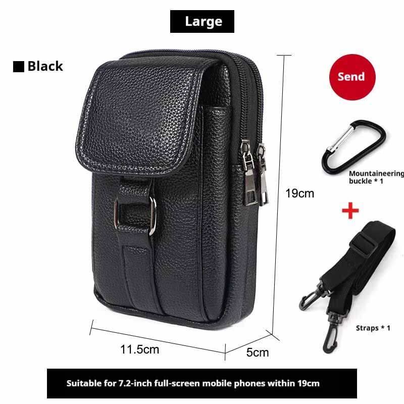 Men's PU Leather Waist Bag Crossbody Bags Mobile Belt Clip Wallet Case Cell Phone Holster Men Purse with Shoulder Strap