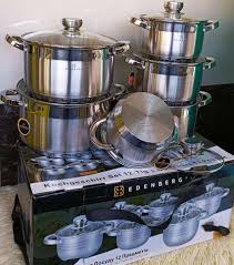 12 pieces Edenberg stainless steel cookware set Elegance Sufuria Cooking Pot