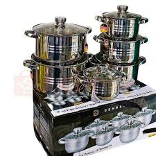 12 pieces Edenberg stainless steel cookware set Elegance Sufuria Cooking Pot