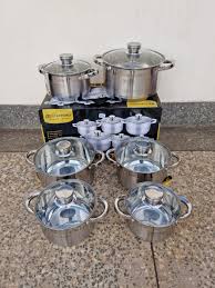 12 pieces Edenberg stainless steel cookware set Elegance Sufuria Cooking Pot