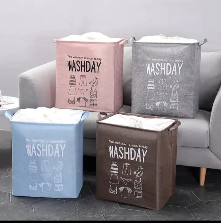 100L large foldable canvas laundry basket home decor