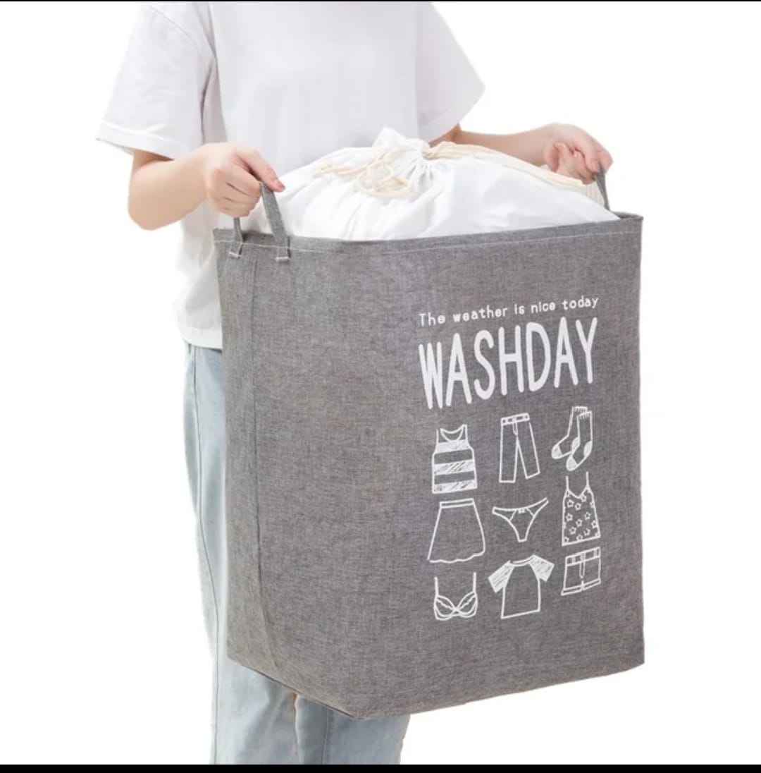 100L large foldable canvas laundry basket home decor