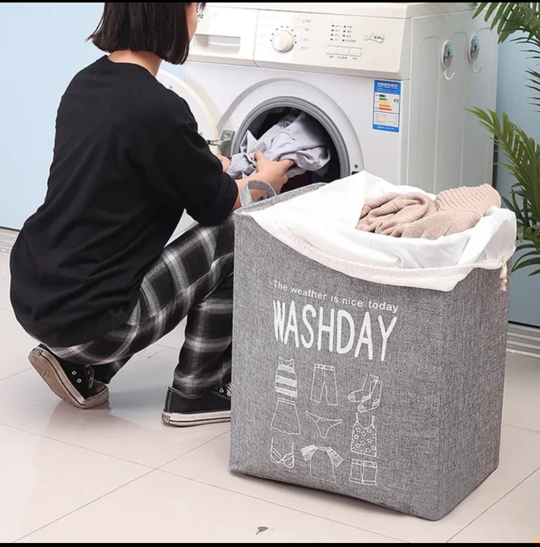 100L large foldable canvas laundry basket home decor