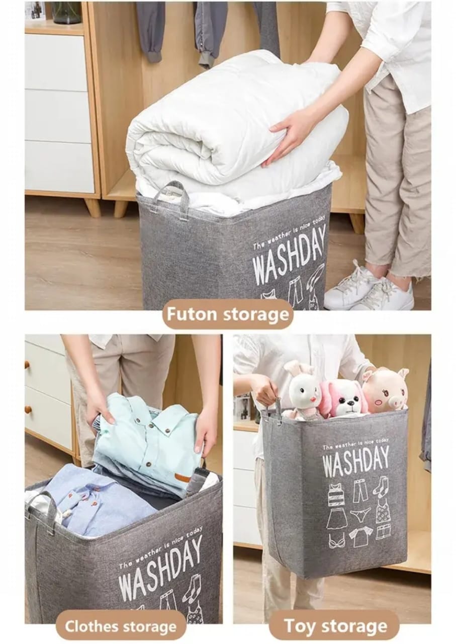 100L large foldable canvas laundry basket home decor