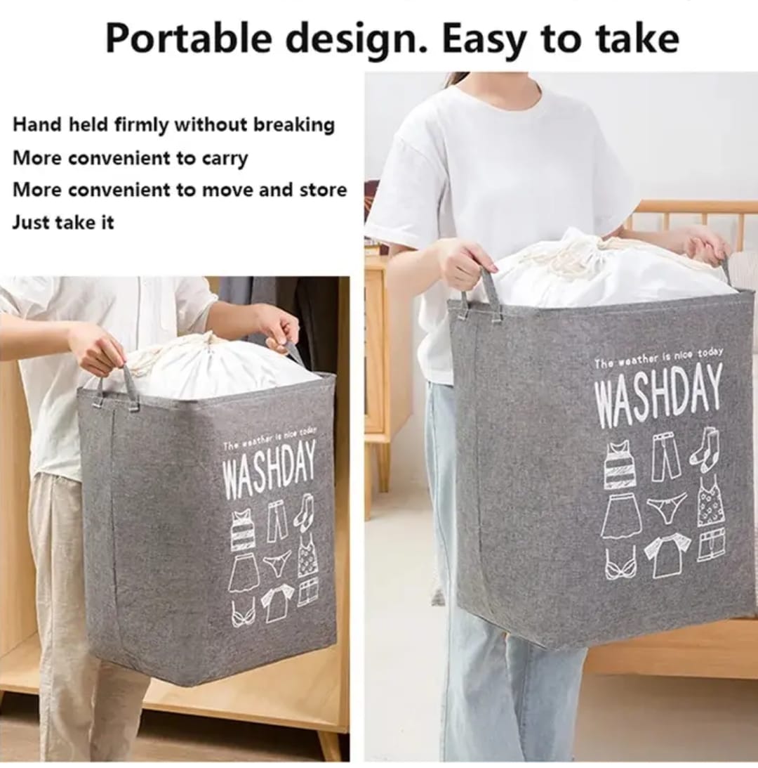 100L large foldable canvas laundry basket home decor