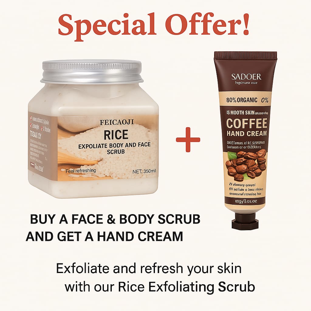 Exfoliating ,Moisturizing & Foaming Scrub (Face & Body)
For all skin types – gently removes dead skin, clears acne, and deeply hydrates for smooth, glowing skin.