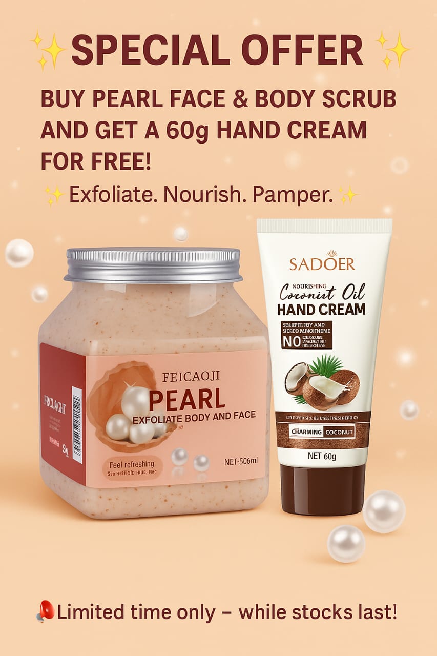 BUY  350G FACE AND BODY SCRUB GET A FREE 60G MOISTURISING COCONUT HAND CREAM FOR FREEE!!! Exfoliating,Moisturing and foaming face and body scrub for all skin types