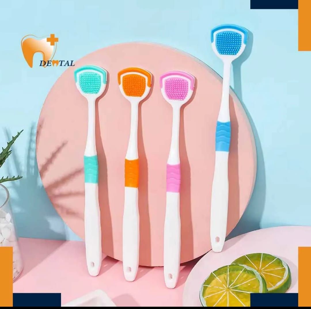 ONE PIECE REUSABLE DOUBLE SIDED ORAL TONGUE CLEANER SILICONE TO COMBACT BD BREATH. TONGUE CLEANER SCRAPER