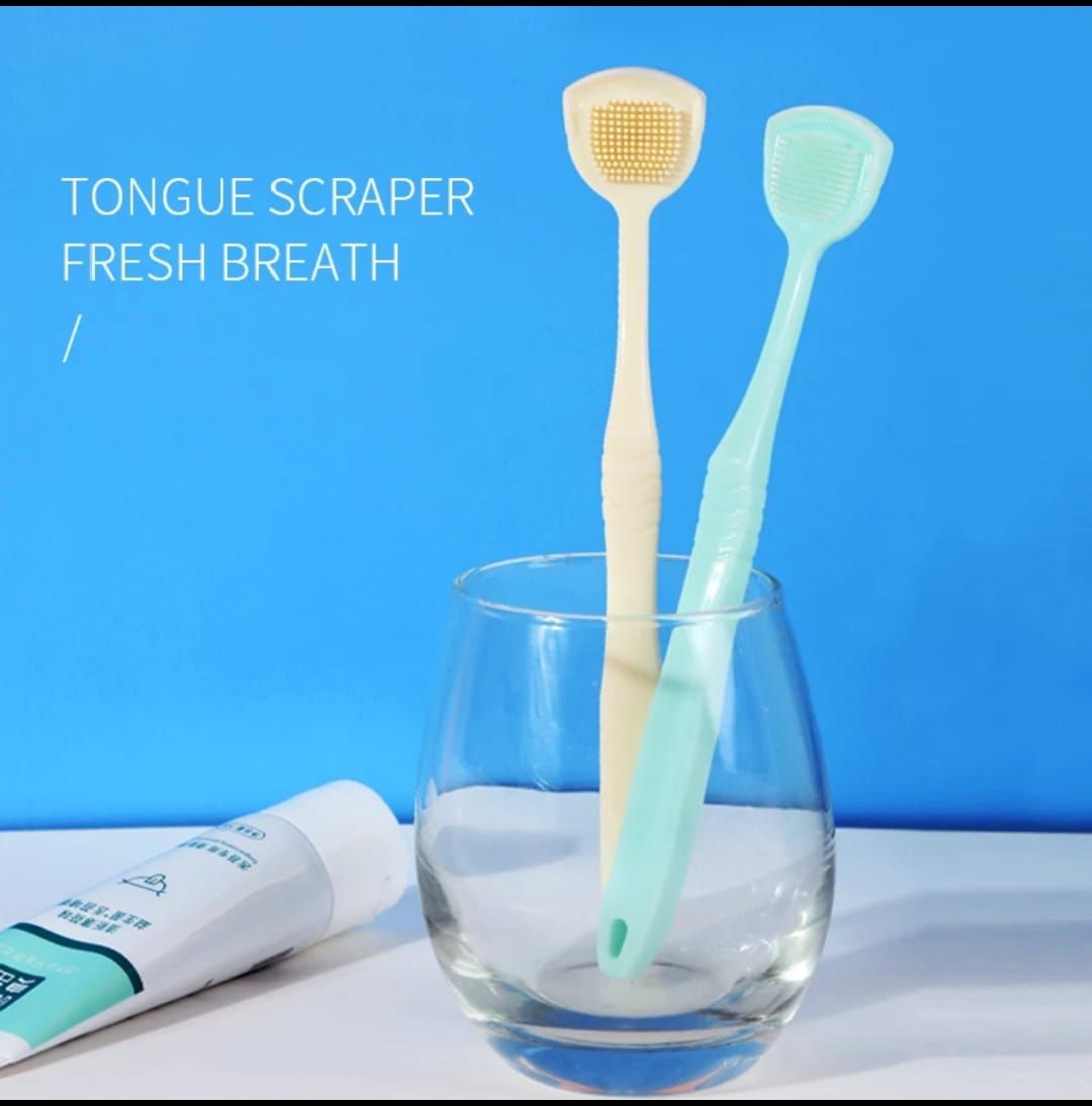 ONE PIECE REUSABLE DOUBLE SIDED ORAL TONGUE CLEANER SILICONE TO COMBACT BD BREATH. TONGUE CLEANER SCRAPER
