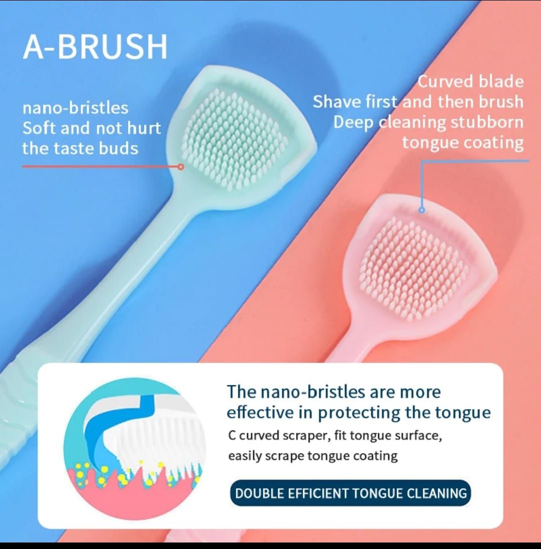 ONE PIECE REUSABLE DOUBLE SIDED ORAL TONGUE CLEANER SILICONE TO COMBACT BD BREATH. TONGUE CLEANER SCRAPER