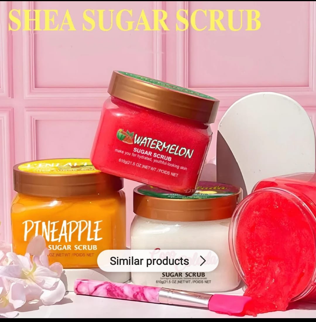 BUY A 610G EXFOLIATING TURMERIC SHEA SUGAR SCRUB AND GET A KOJIC HANDCREAM FOR FREE, MADE WITH TURMERIC SHEA BUTTER AND HONEY