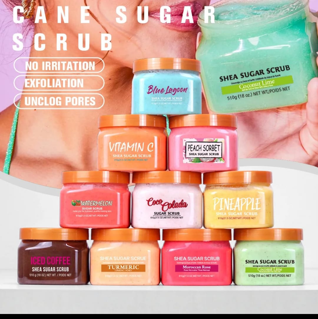 BUY A 610G EXFOLIATING TURMERIC SHEA SUGAR SCRUB AND GET A KOJIC HANDCREAM FOR FREE, MADE WITH TURMERIC SHEA BUTTER AND HONEY