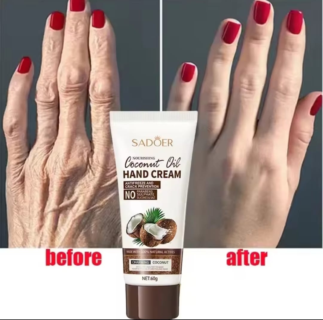 60G COCONUT HAND CREAM IMPROVES THE SKIN BRIGHTENS  DEEPLY REPAIR AND MOISTURIZING NOURISHING HAND CARE. PREVENT DRYING AND CRACKING.NON GREASY