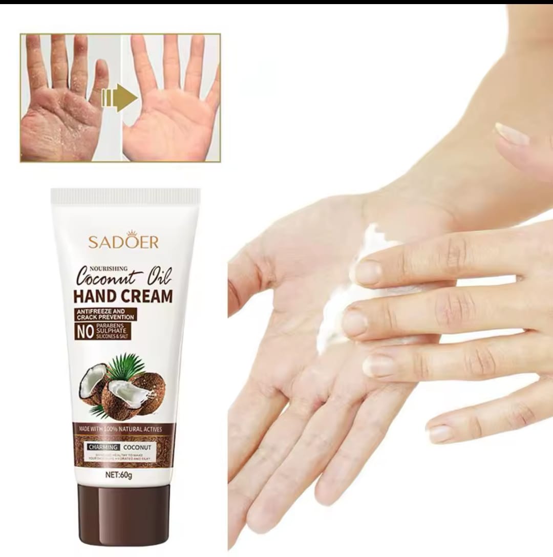 60G COCONUT HAND CREAM IMPROVES THE SKIN BRIGHTENS  DEEPLY REPAIR AND MOISTURIZING NOURISHING HAND CARE. PREVENT DRYING AND CRACKING.NON GREASY
