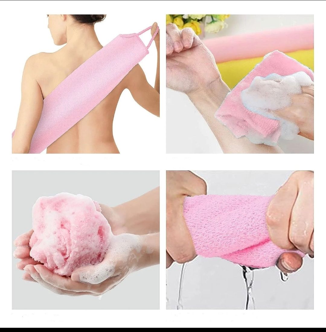 Japanese Exfoliating loofah bath, Long Exfoliating stretching Back sponge shower Scrubber for daily use. Exfoliating loofah Washcloth