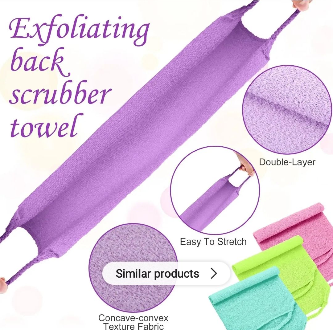 Japanese Exfoliating loofah bath, Long Exfoliating stretching Back sponge shower Scrubber for daily use. Exfoliating loofah Washcloth