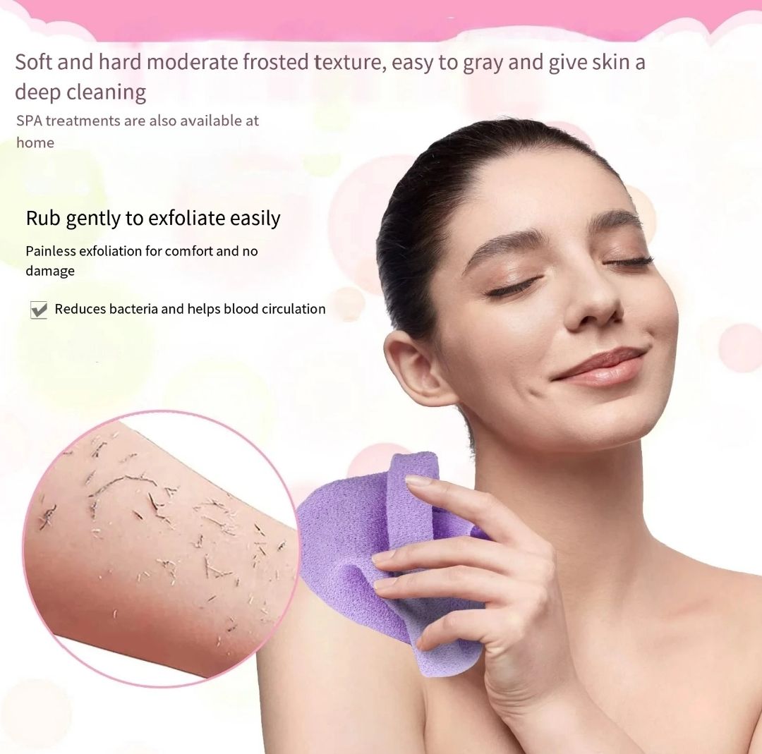Japanese Exfoliating loofah bath, Long Exfoliating stretching Back sponge shower Scrubber for daily use. Exfoliating loofah Washcloth
