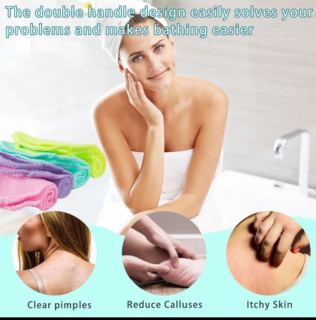 Japanese Exfoliating loofah bath, Long Exfoliating stretching Back sponge shower Scrubber for daily use. Exfoliating loofah Washcloth