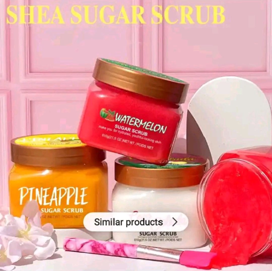 BUY 610G EXFOLIATING MOROCCAN ROSE BODY SCRUB MADE WITH SHEA BUTTER, PINEAPPLE AND PAPAYA GET A KOJIC HANDCREAM FOR FREE.