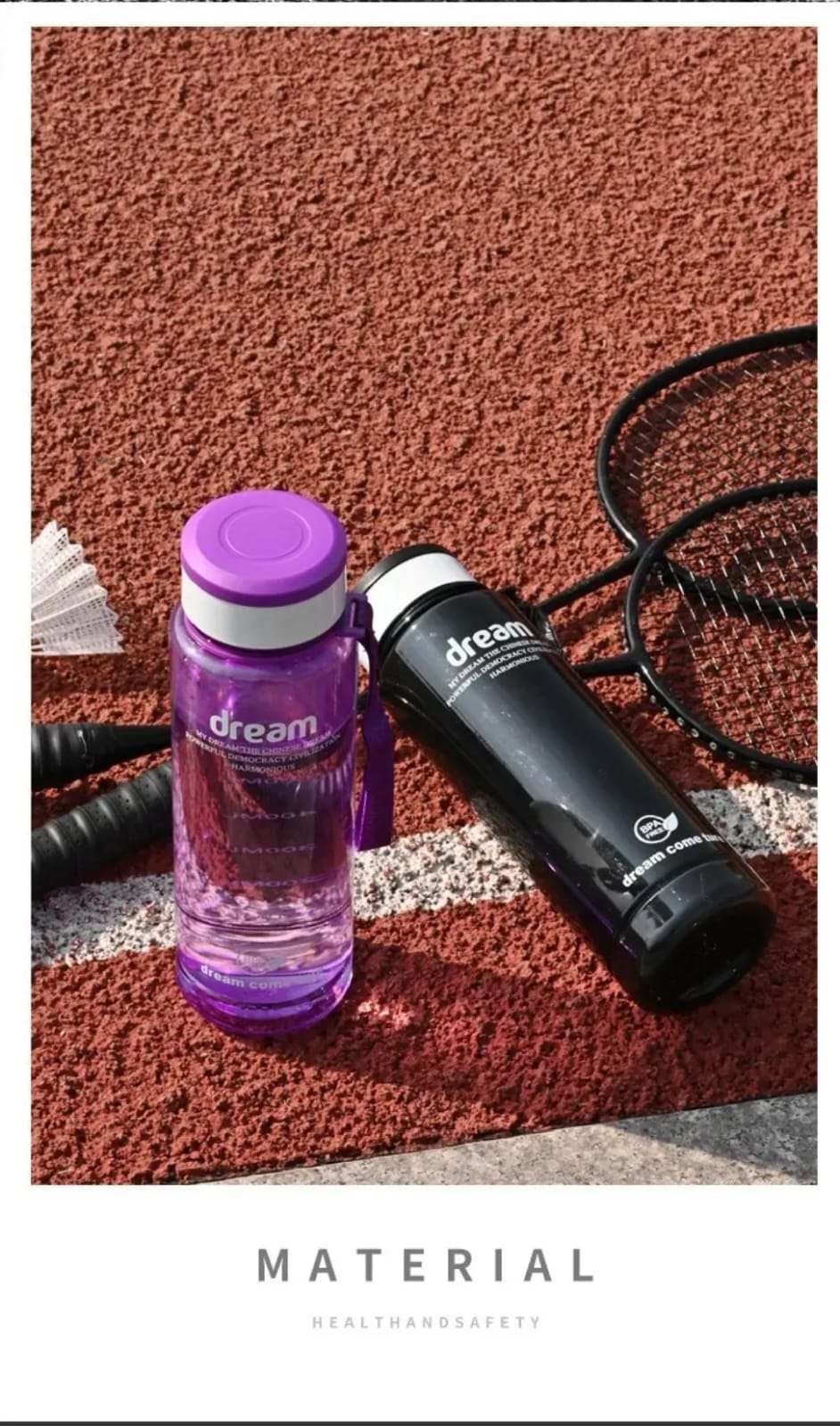 ONE LITRE BPA FREE, NON-TOXIC LEAKPROOF PORTABLE PLASTIC WATER BOTTLE SUITABLE FOR BOTH ADULT AND KIDS. - WITH TIME MARKER AND BRAIDED ROPE DRAWSTRING. FOR GYM, OFFICE, TRAVEL, AND OUTDOOR