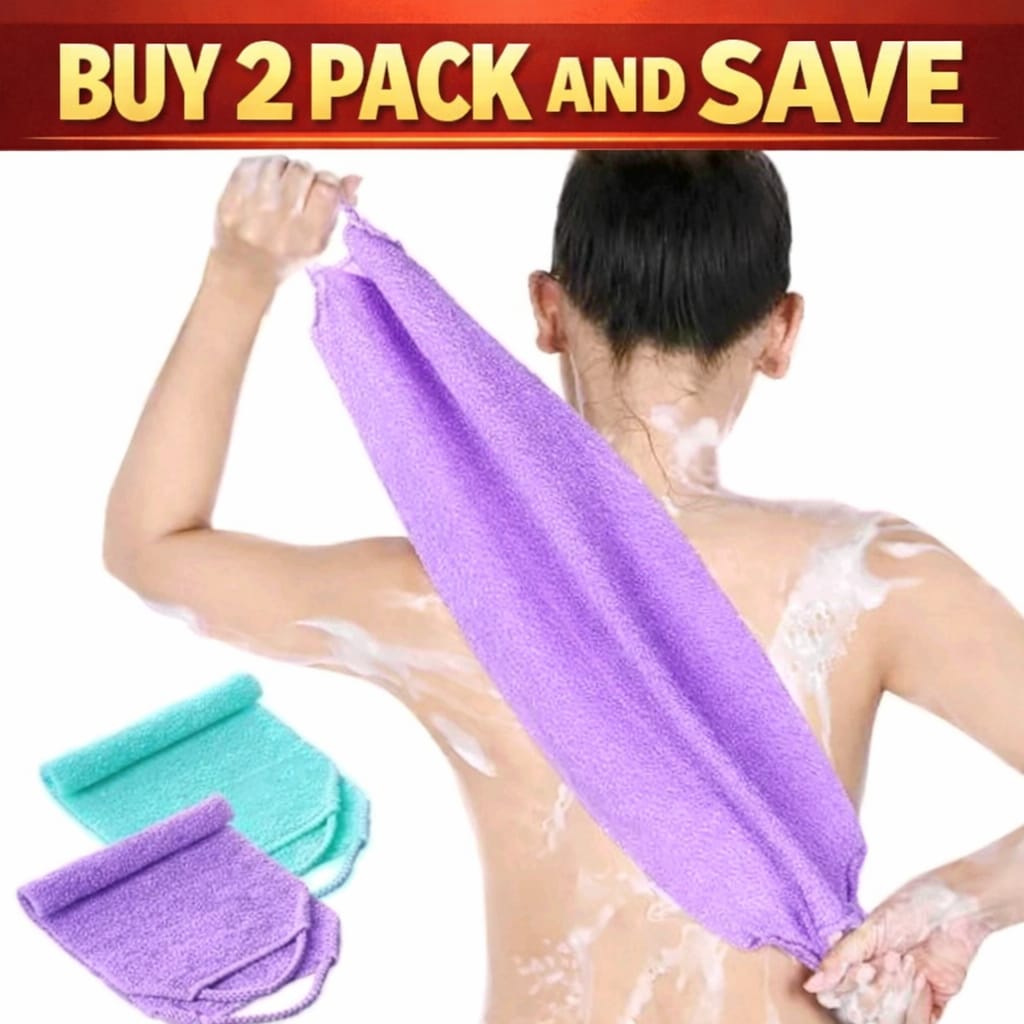 BUY TWO AND SAVE JAPANESE EXFOLIATING LOOFAH BATH SKIN BATH WASH CLOTH TOWEL ANTI SHRINK 2 PCS AFRICAN BATH CLOTH