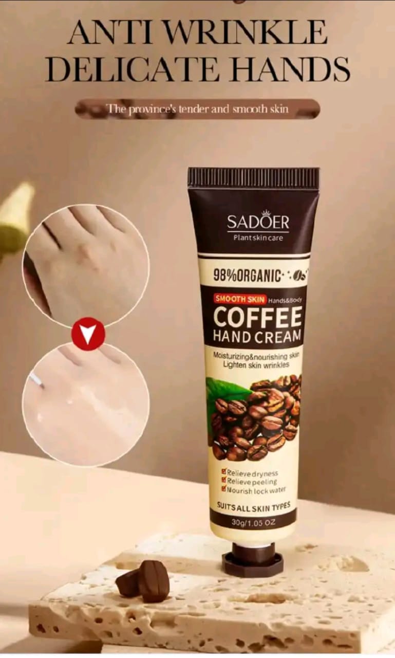 30G COFFEE HAND CREAM VITAMIN C SILICONE FREE MOISTURIZING ANTI DRY, HYDRATING, ANTI CRACKING, BRIGHTENING AND TENDER SOOTHING MOISTIRIZING HAND CREAM