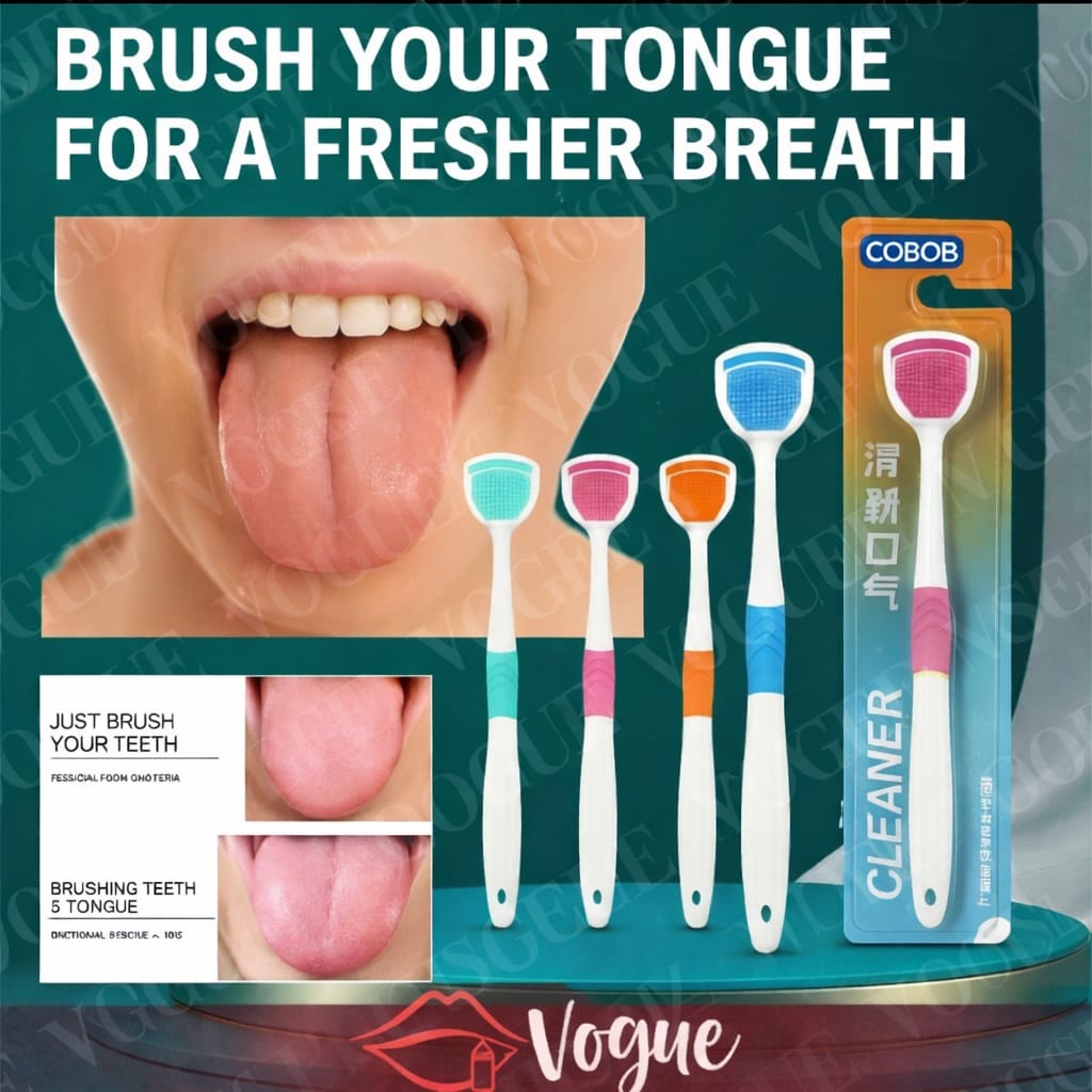 ONE PIECE REUSABLE DOUBLE SIDED ORAL TONGUE CLEANER SILICONE TO COMBACT BD BREATH. TONGUE CLEANER SCRAPER